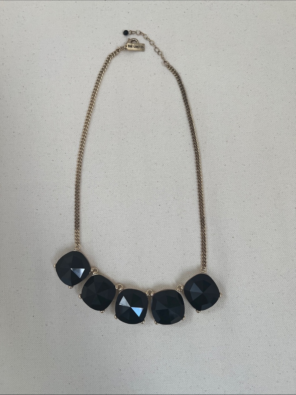 The Limited Gold Chain Necklace with Black Faceted Stones